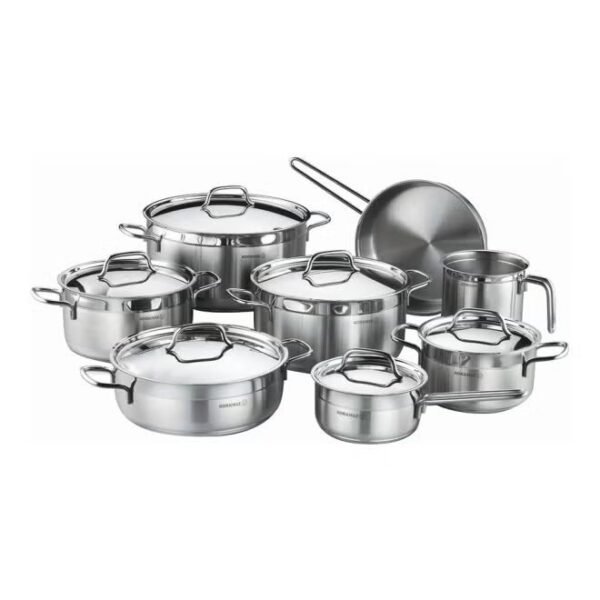 【New Uesrs Sale】14-Piece Casting From High Quality Stainless Steel Fixed Non-Slip Handles Cookware Set